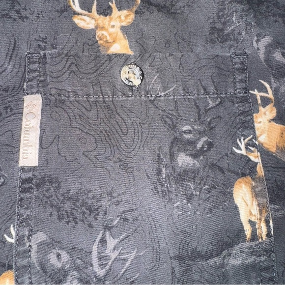 📌 Columbia River Lodge Deer Print Button-Up Shirt Men’s Large 100% Cotton - Picture 3 of 8